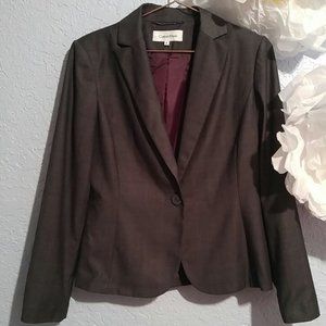 Calvin Klein Polyester Rayon Long Sleeve Brown Grey Jacket SZ 8